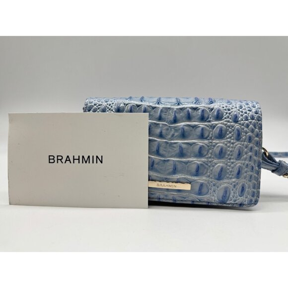 BRAHMIN Minuette croc embossed leather phone crossbody bag wallet BLUE-Defective - Picture 11 of 15